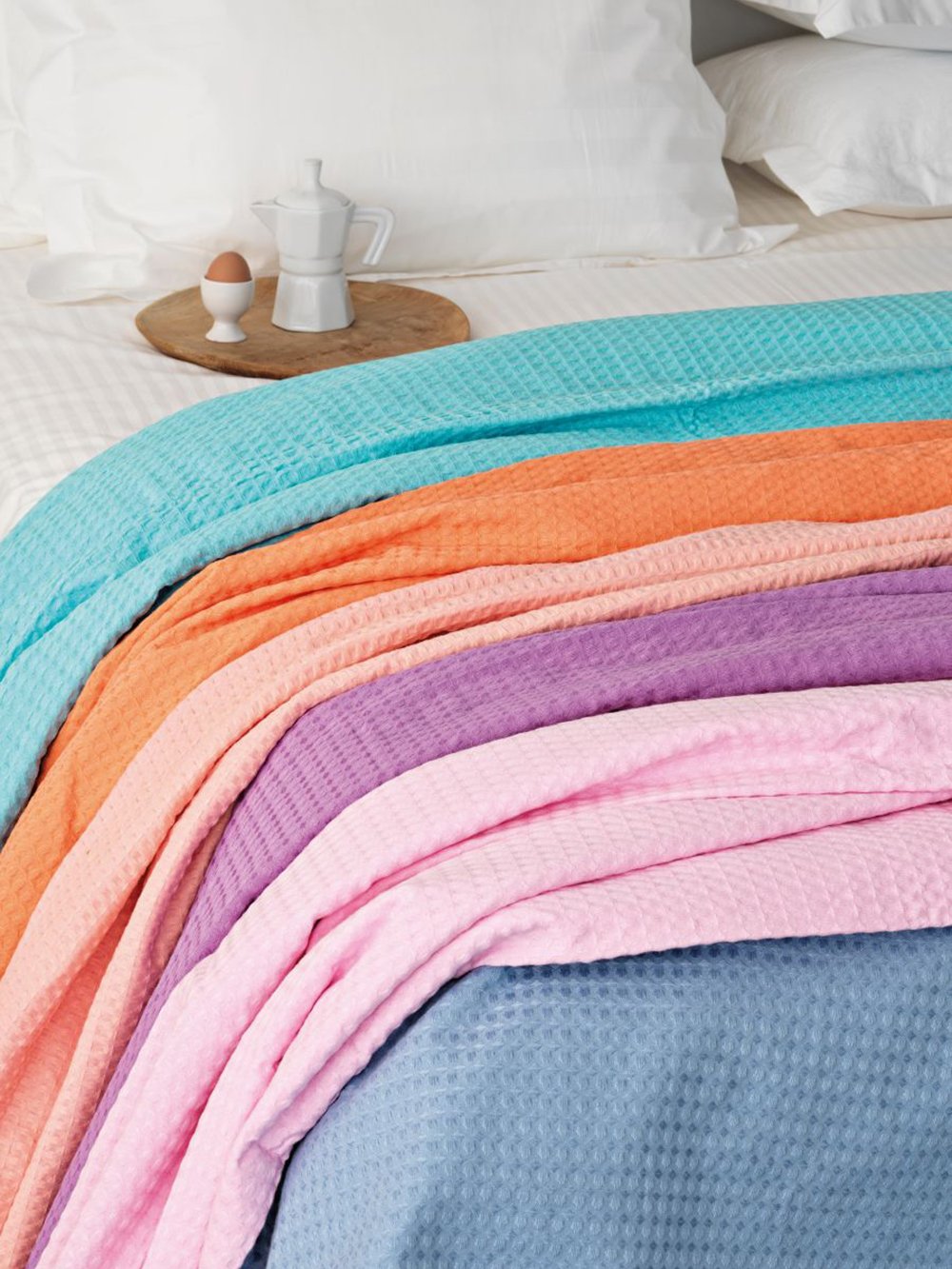5205857105440_2 Κουβερτα Colour Waffle 240x260 WAFFLES MELON Ροζ Palamaiki - Image 1