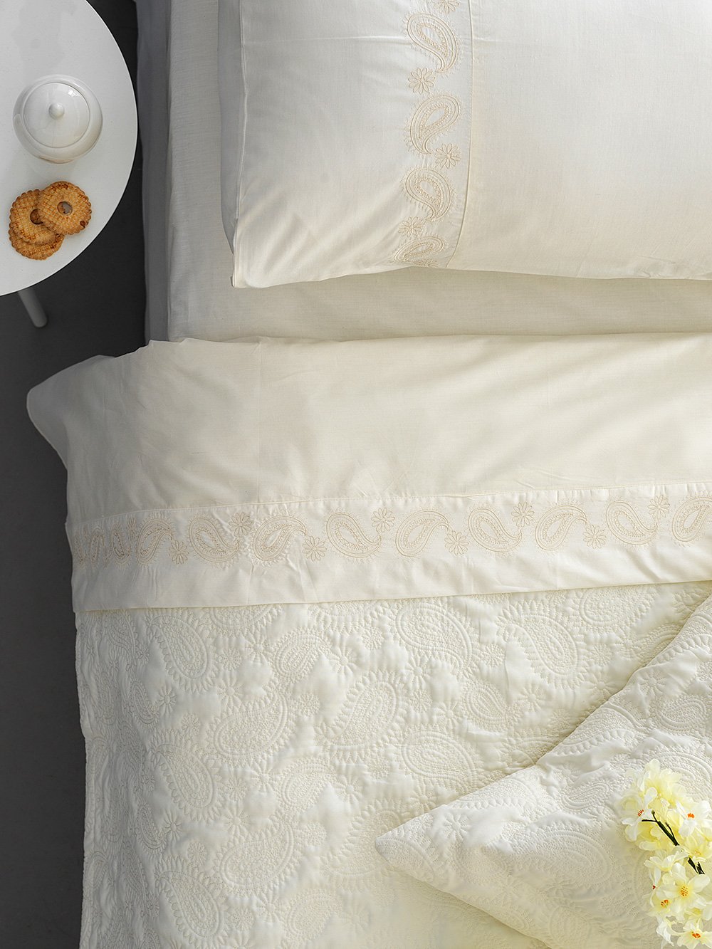 5205857188542_3 Σετ Κουβερλί & Σεντόνια Wedding Collection 240x260 WEL013 IVORY Εκρού Palamaiki - Image 1