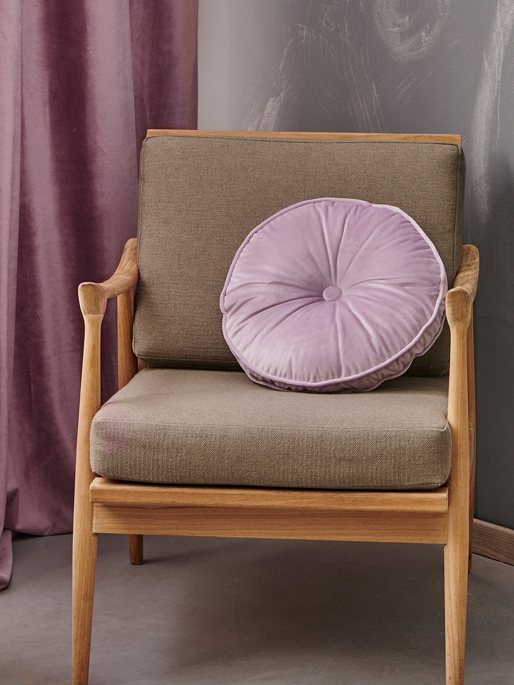5205857203948_2 Διακοσμητικο Μαξιλαρι Velvet Feel Ø40cm VF803 LILAC Μωβ Palamaiki - Image 1