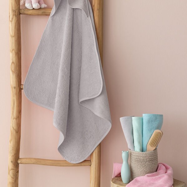 Σετ 2 Πετσετες Βρεφικες Baby Bath 40x60 ROBIN FOG Γκρι Palamaiki
