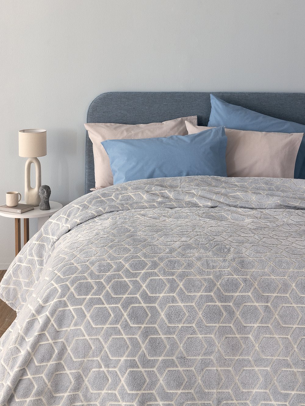 5205857225421_6_2 Κουβέρτα Fleece Φωσφοριζε 220x240 DUNE Γκρι Palamaiki - Image 1