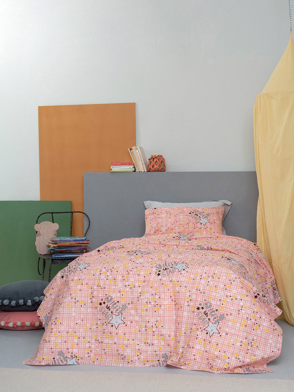 5205857230975_4 Σετ Παπλωματοθηκη Μονή Φωσφοριζέ 170x250 CLUSTER PINK Ροζ Palamaiki - Image 1