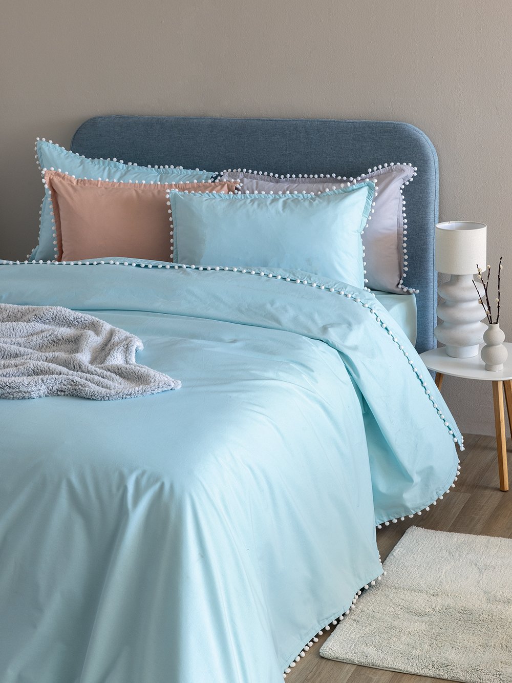 5205857233167_6_2 Παπλωματοθήκη Μονή 170x240 PON-PON CIEL Μπλε Palamaiki - Image 1