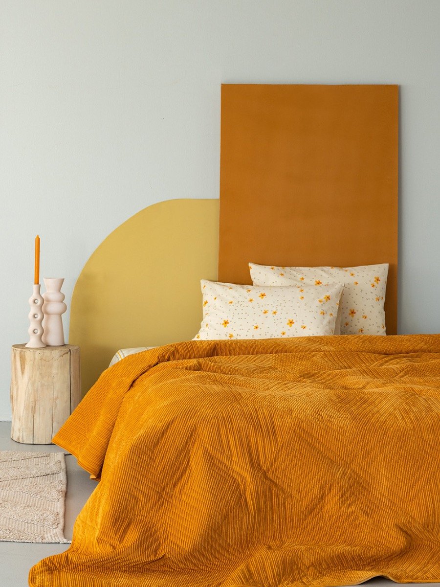 5205857233365_1 Κουβερλι Υπέρδιπλο 220x240 DIZZA GOLD Κίτρινο Palamaiki - Image 1