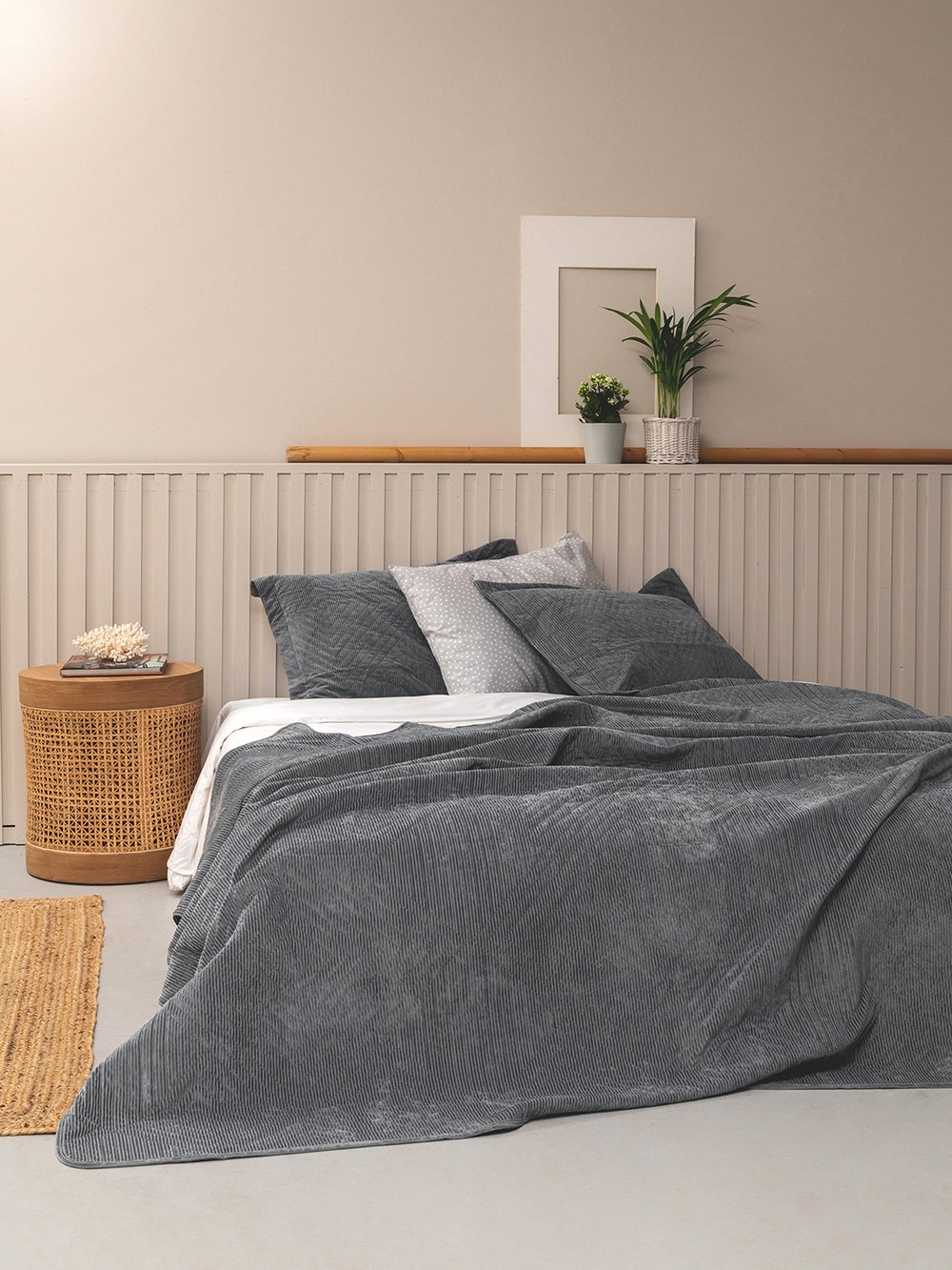 5205857233372_4 Κουβερλι Υπέρδιπλο 220x240 DIZZA GREY Γκρι Palamaiki - Image 1