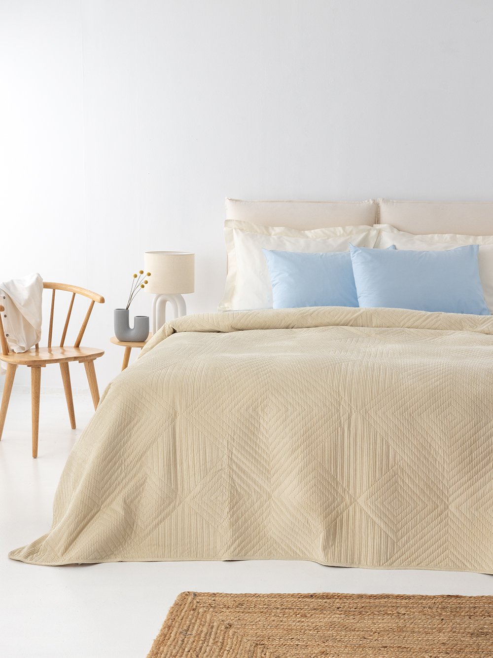 5205857233396_5_2 Κουβερλι Υπέρδιπλο 220x240 DIZZA VANILLA Εκρού Palamaiki - Image 1