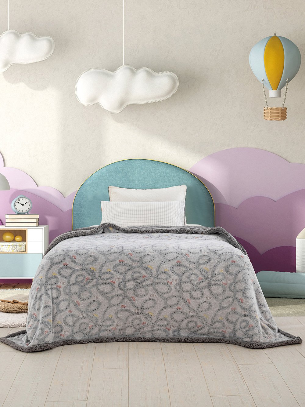 5205857236632_4 Κουβερτα Fleece Μονή Φωσφοριζέ 160x220 TRIP Γκρι Palamaiki - Image 1