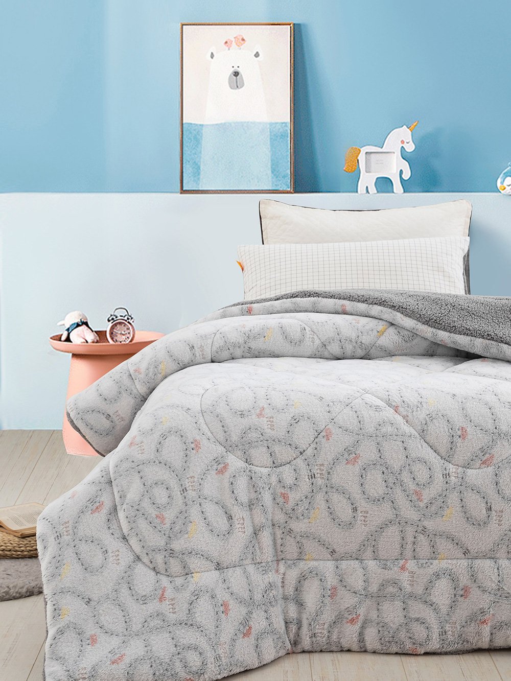 5205857236670_4 Κουβερτοπάπλωμα Φωσφοριζε Μονό 160x220 TRIP Γκρι Palamaiki - Image 1