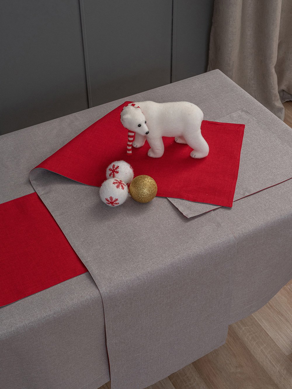 5205857242053_3 Τραπεζοκαρέ Christmas Collection 85x85 CD01 GREY Γκρι Palamaiki - Image 1