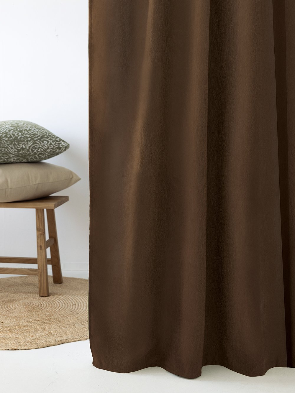 5205857245726_3 Κουρτίνα Με Τρουκς 140x260 CYRIL BROWN Καφέ Palamaiki - Image 1