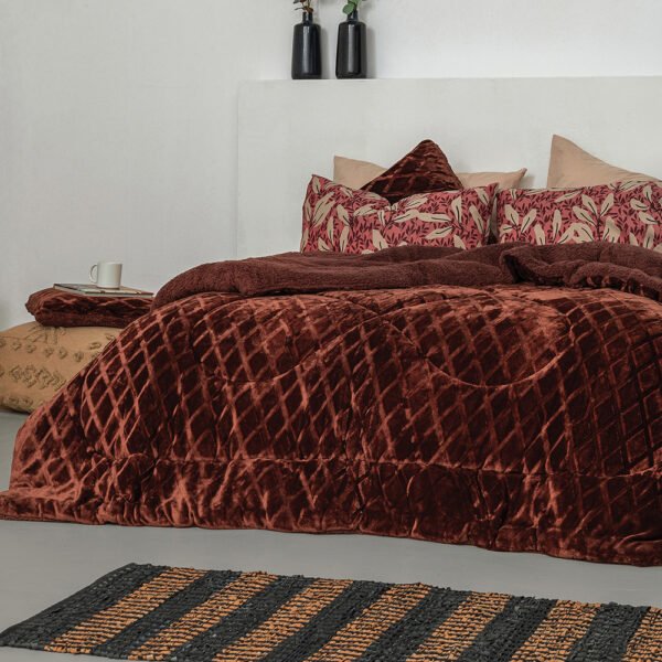 Διακοσμητικη Μαξιλαροθηκη Nadine 50x50 NADINE/2 BORDEAUX Κόκκινο Palamaiki