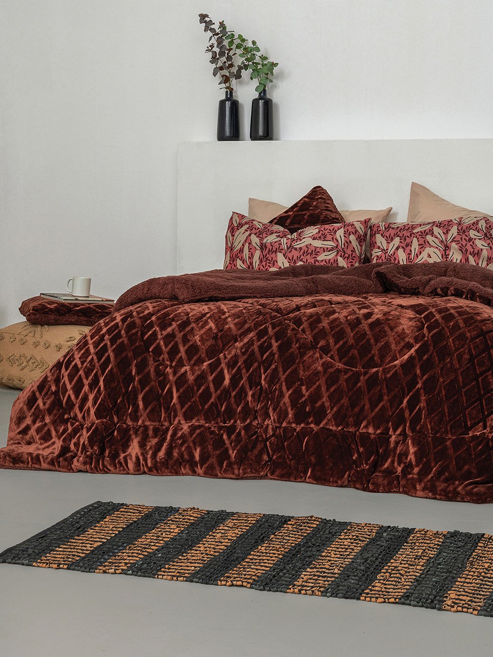 5205857250089_2 Διακοσμητικη Μαξιλαροθηκη Nadine 50x50 NADINE/2 BORDEAUX Κόκκινο Palamaiki - Image 1