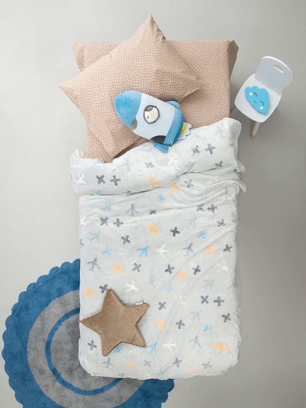 5205857250270 Κουβερτα Μονή Luminous 160x220 PLANES Γκρι Palamaiki - Image 1