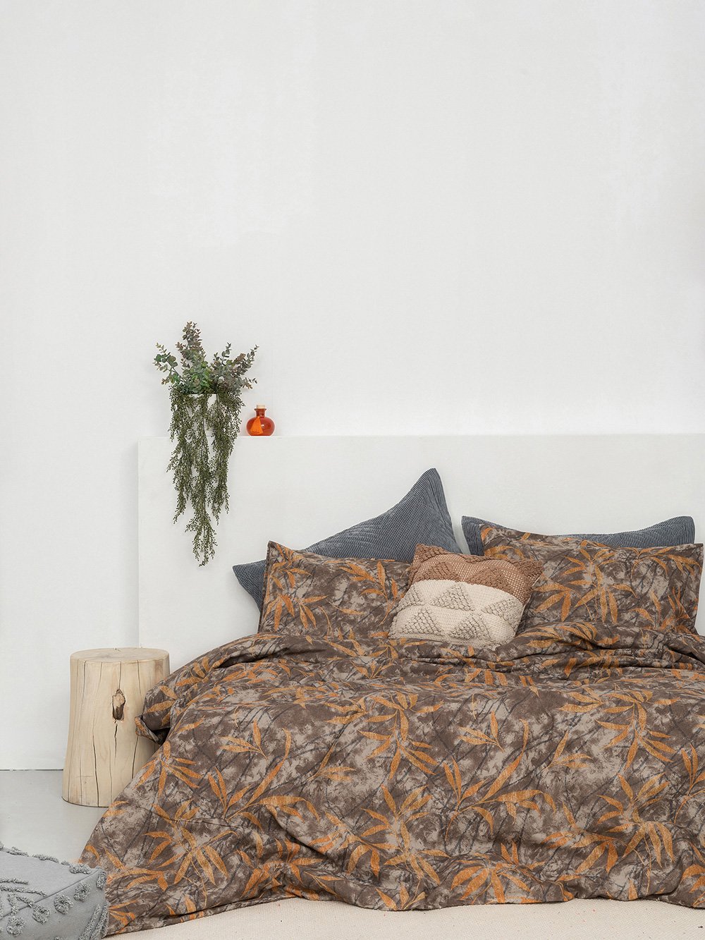 5205857255190_2 Σετ Μονά Σεντόνια Flannel Beauty 110x200+32 FB0217 Με Λάστιχο Καφέ Palamaiki - Image 1