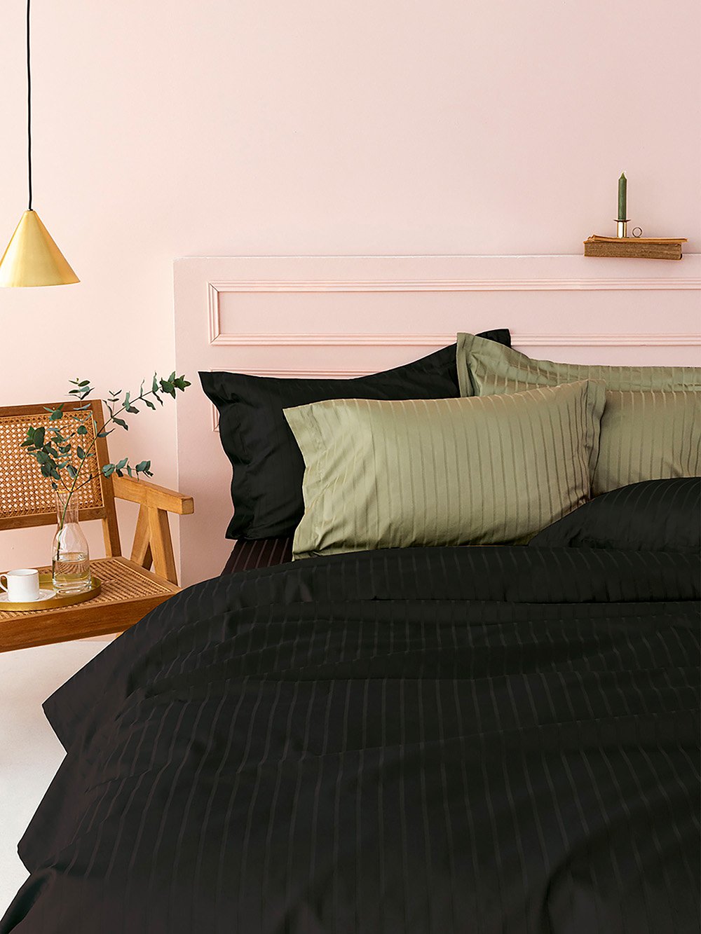 5205857263195_2 Σεντόνι Υπέρδιπλο 240x270 Sateen Riga BLACK Μαύρο Palamaiki - Image 1