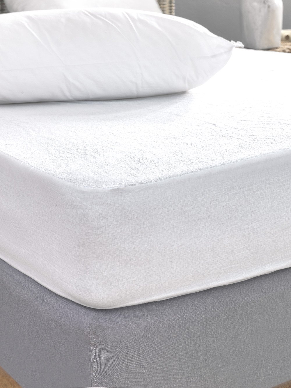 5205857266677_2 Κάλυμμα Ημίδιπλο White Comfort 100x200+35 TERRY WATERPROOF Λευκό Palamaiki - Image 1