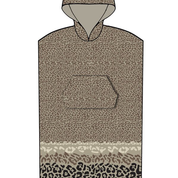 Poncho Θαλάσσης με κουκούλα LEOPARD BROWN Small - Medium Καφέ Palamaiki