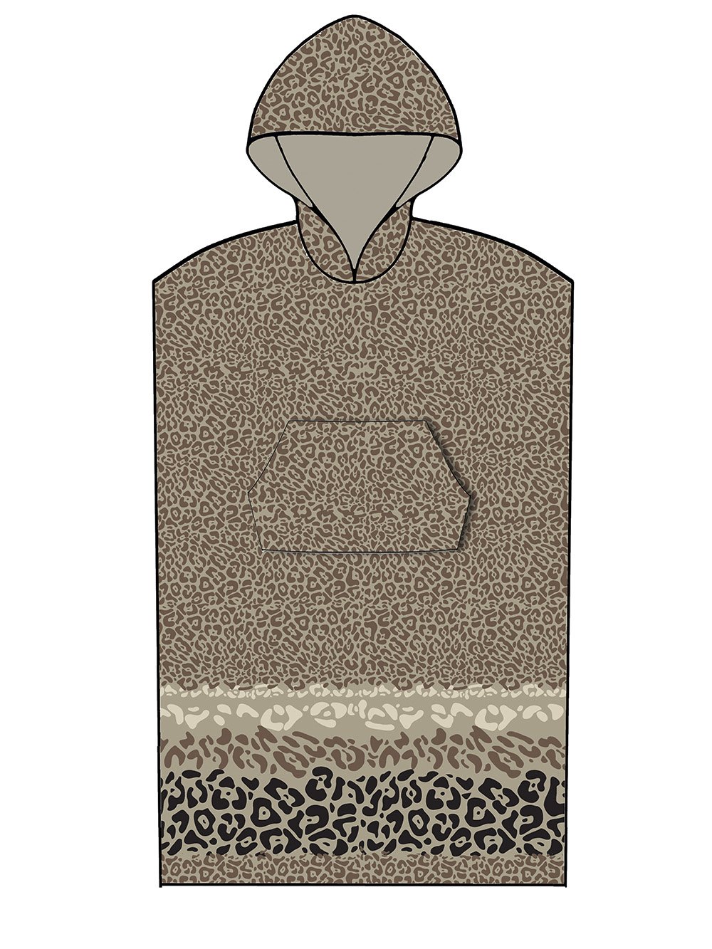 5205857266943_2 Poncho Θαλάσσης με κουκούλα LEOPARD BROWN Small - Medium Καφέ Palamaiki - Image 1