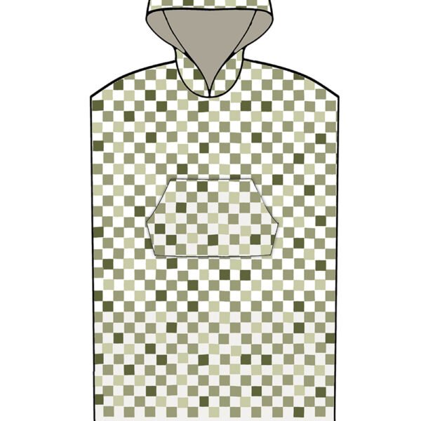 Poncho Θαλάσσης με κουκούλα CHECKS GREEN Small - Medium Πράσινο Palamaiki
