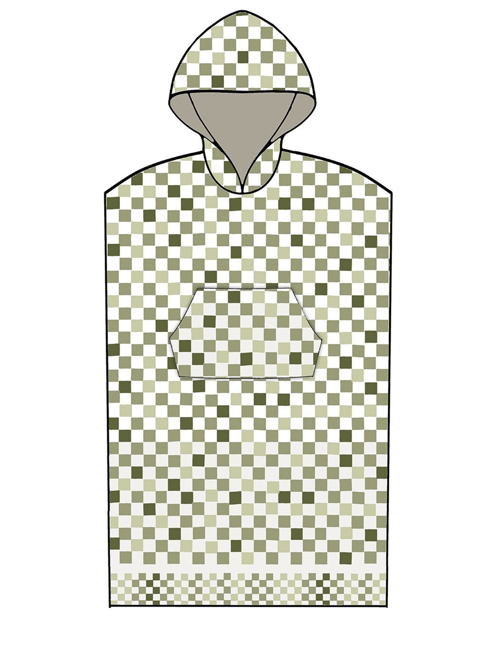 5205857266967_2 Poncho Θαλάσσης με κουκούλα CHECKS GREEN Small - Medium Πράσινο Palamaiki - Image 1