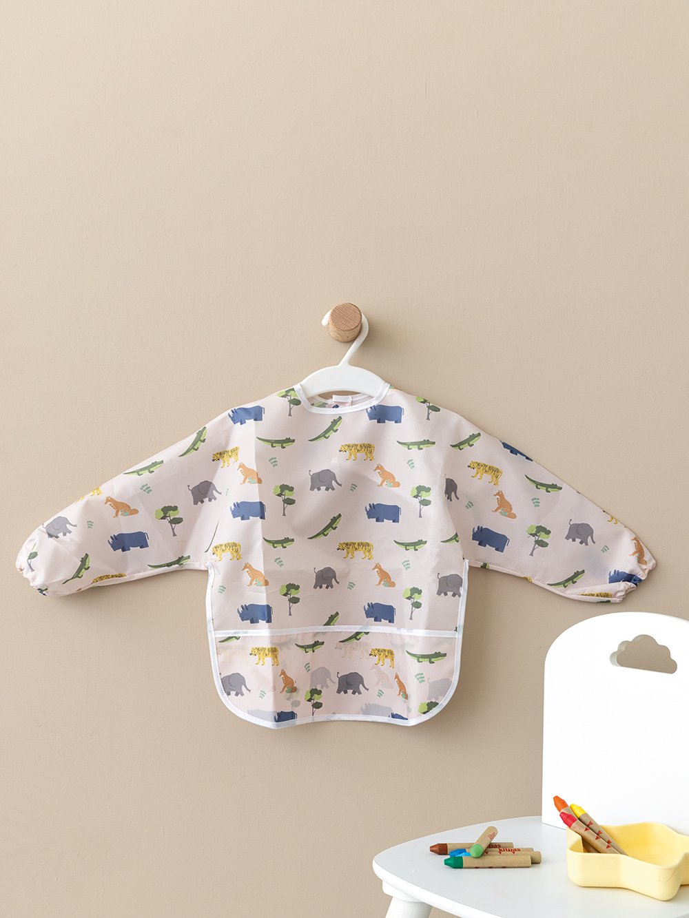 5205857268312_2 Σαλιάρα με μανίκια NB0146 BOY Λευκό Palamaiki - Image 1