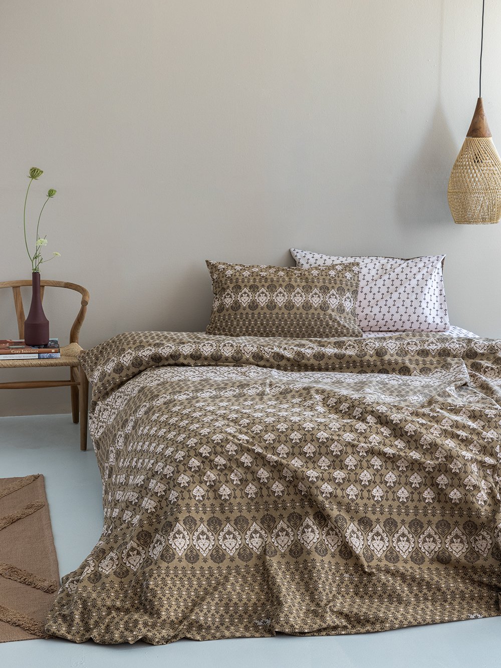 5205857269166_2 Σετ Μονά Σεντόνια Fashion Life 170x260 FL6218 Χωρίς Λάστιχο Καφέ Palamaiki - Image 1