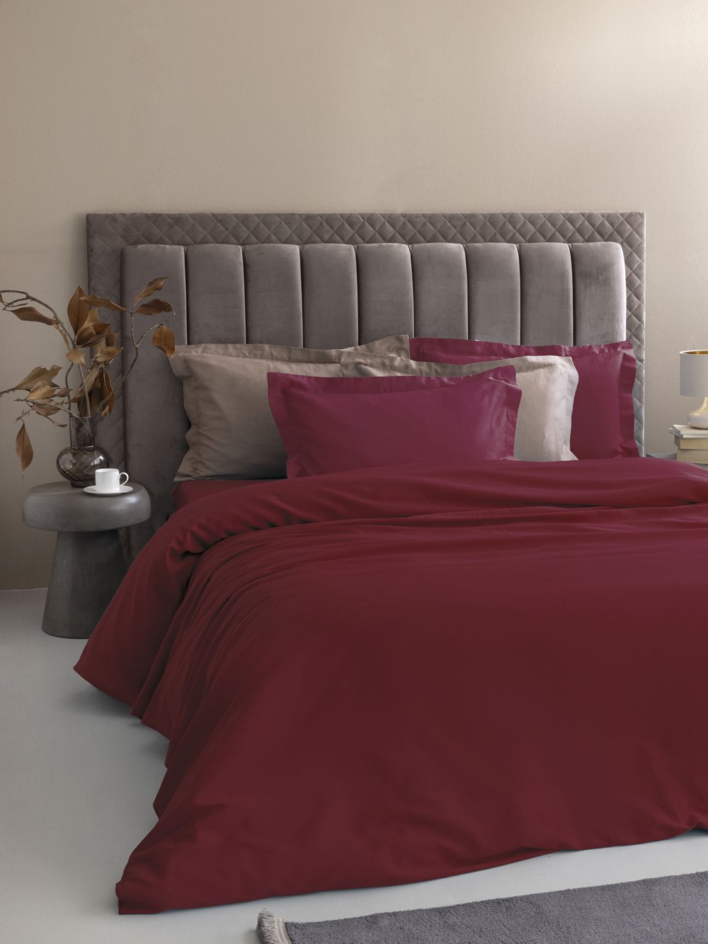 5205857271619_5 Σετ King Size Σεντόνια 285x270 Posh Sateen BORDO Κόκκινο Palamaiki - Image 1
