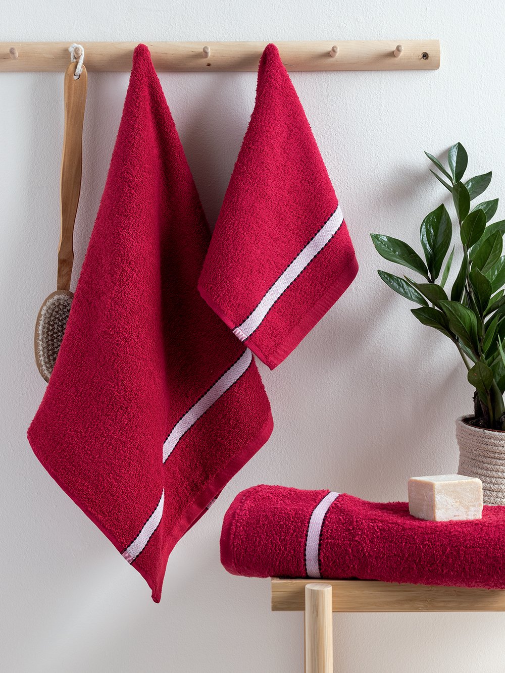 5205857273941_2_3 Σετ Πετσέτες (30X50, 50X90, 70X140) ELTON RED Κόκκινο Palamaiki - Image 1