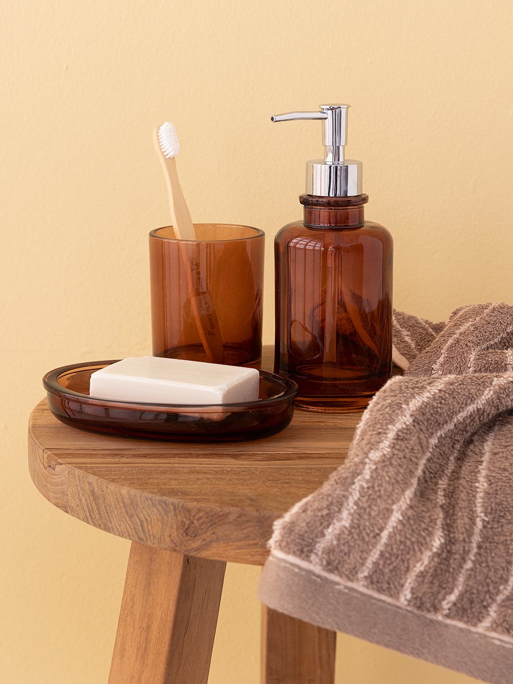 5205857274269_2 Σετ Μπάνιου Combo 1 ΚΟΥΡΤΙΝΑ TILES Καφέ Palamaiki - Image 1