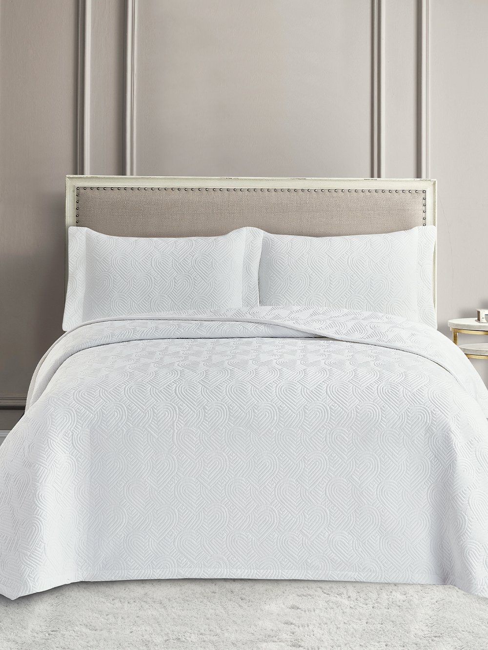 5205857276454_2 Σετ Κουβερλί 240x260 WED101 WHITE Λευκό Palamaiki - Image 1