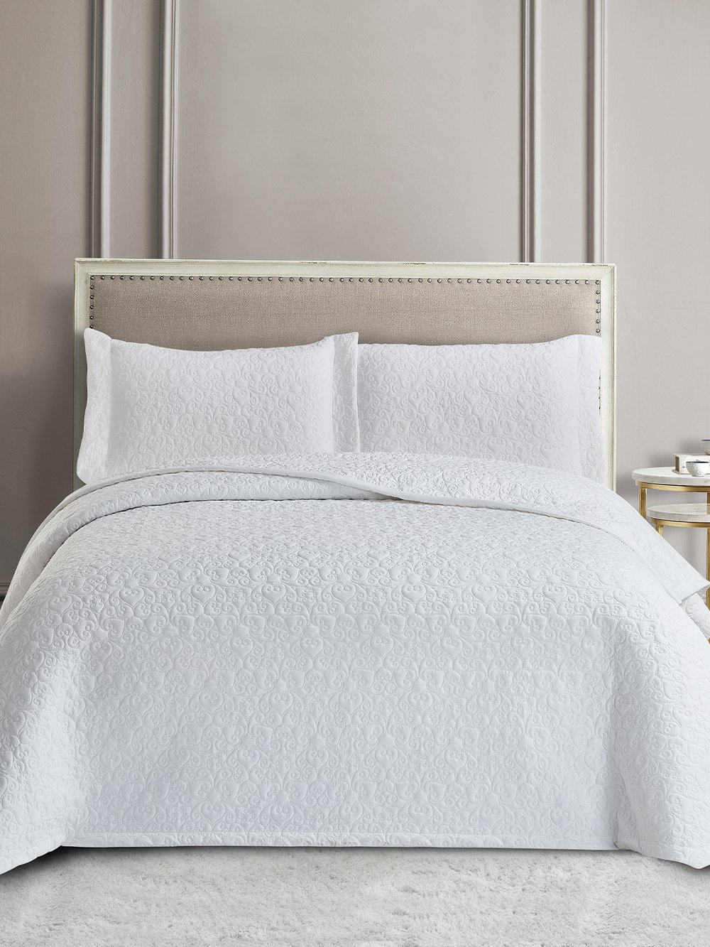 5205857276492_2 Σετ Κουβερλί 240x260 WED103 WHITE Λευκό Palamaiki - Image 1