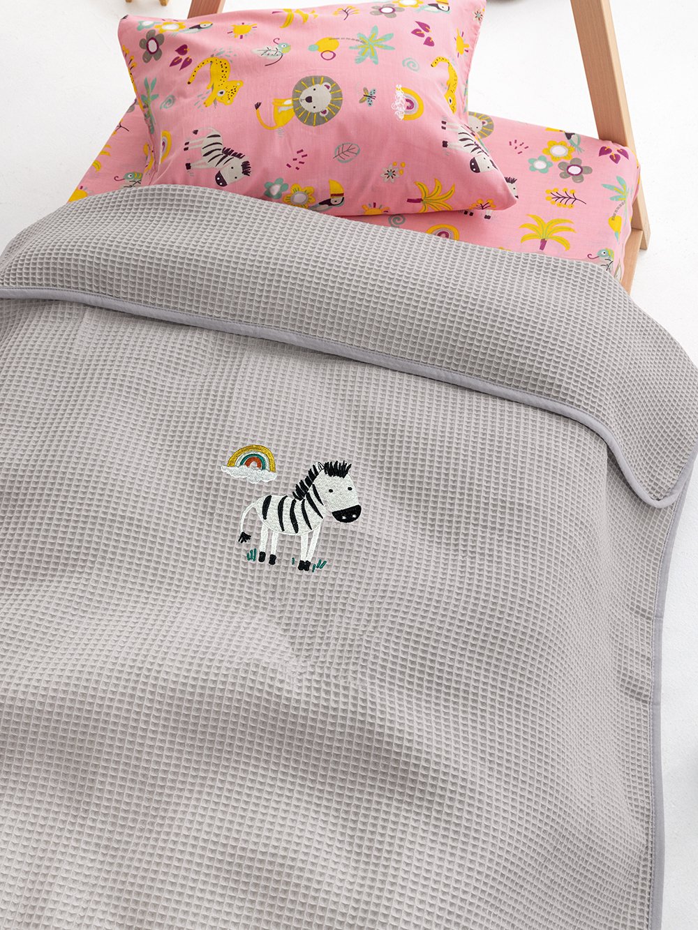 5205857280031_2 Κουβέρτα Πικέ Αγκαλιάς Baby Blankets 80x110 CANDY/2 GREY Γκρι Palamaiki - Image 1