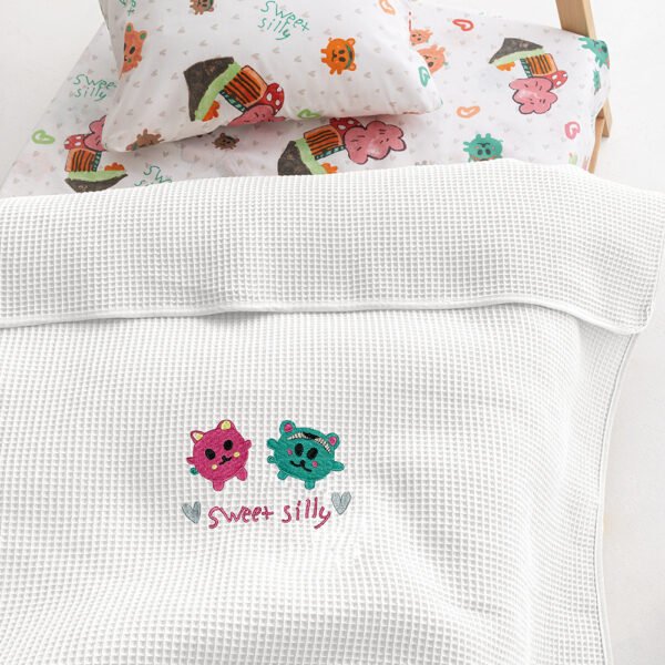 Κουβέρτα Πικέ Αγκαλιάς Baby Blankets 80x110 CANDY/2 WHITE Λευκό Palamaiki