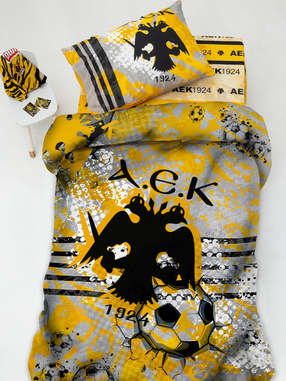 5205857280079_2 Σετ Μονά Σεντόνια Aek 1924 170x260 Aek8 Χωρίς Λάστιχο Palamaiki - Image 1