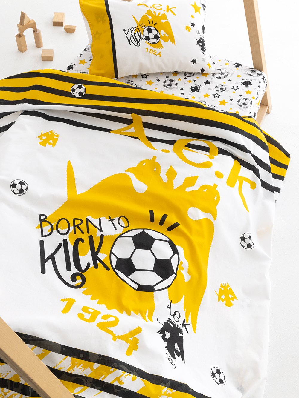 5205857280116_2 Σετ Σεντόνια Κούνιας Aek 1924 70x140+15 Aek8 Με Λάστιχο Palamaiki - Image 1