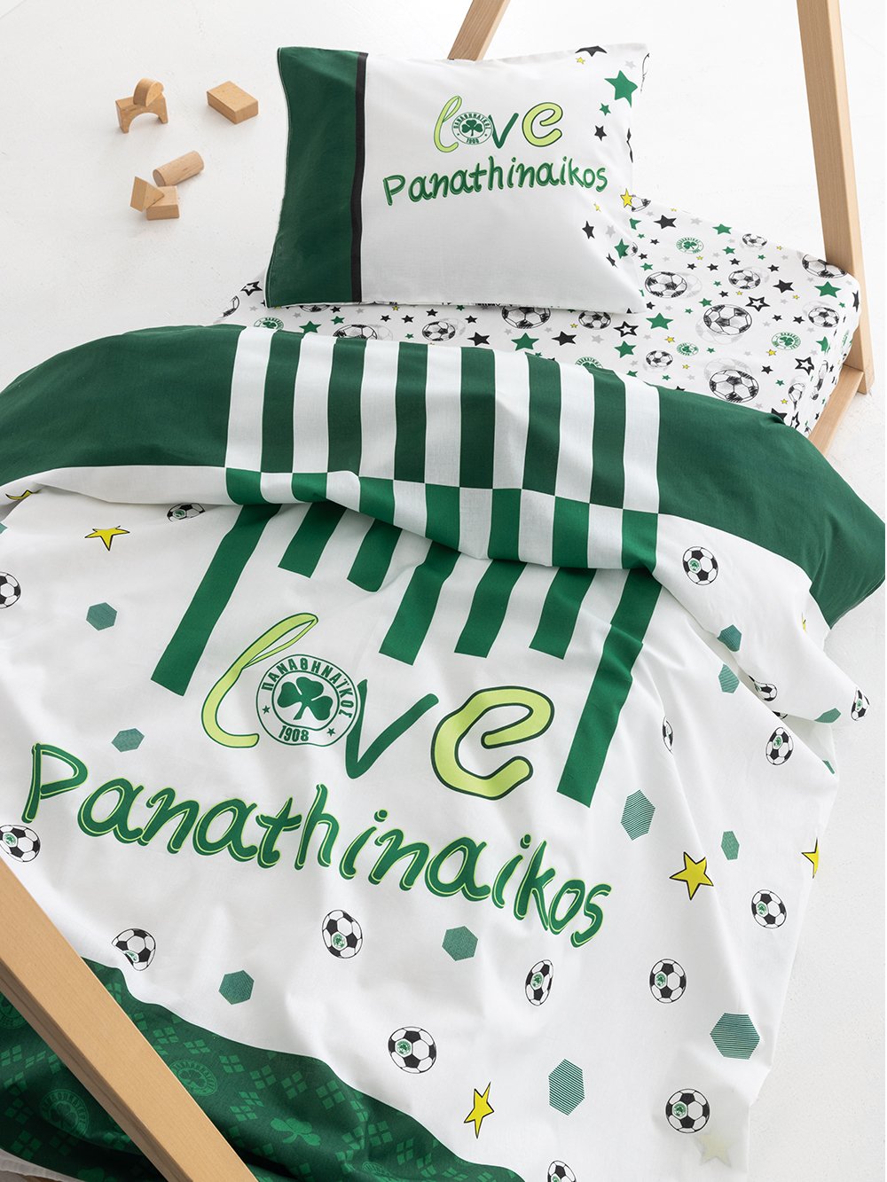 5205857280161_2 Σετ Σεντόνια Κούνιας Panathinaikos F.C. 70x140+15 FC11 Με Λάστιχο Palamaiki - Image 1