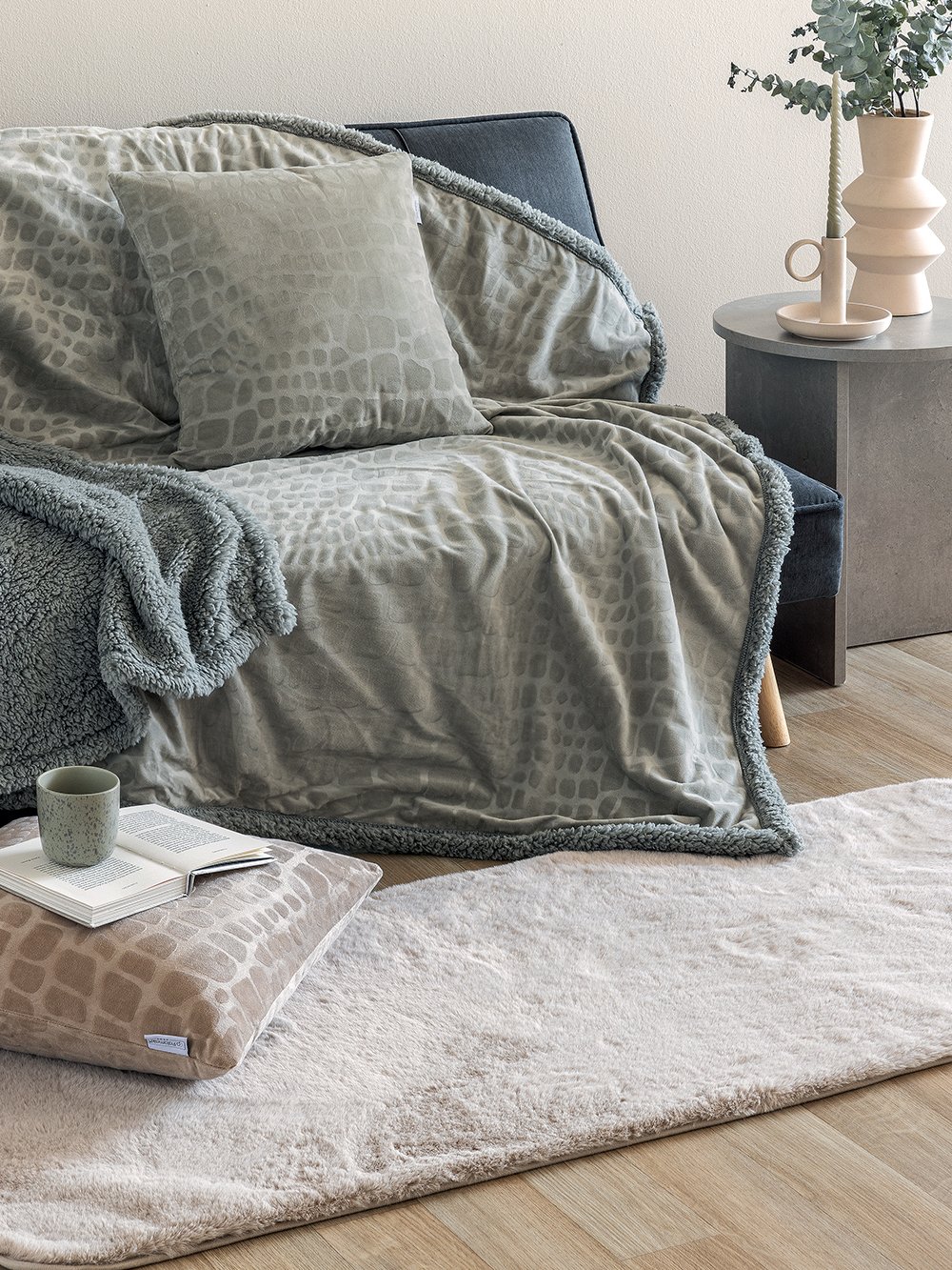 5205857280840_2 Διακοσμητική Μαξιλαροθήκη Home Décor 45x45 FLO GREY Γκρι Palamaiki - Image 1