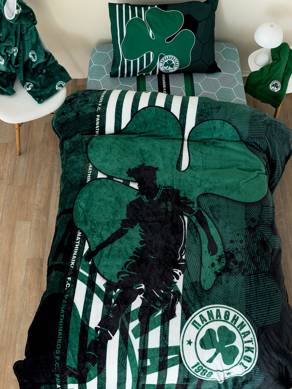5205857280963_2 Κουβέρτα Fleece Μονή DG 160x220 PANATHINAIKOS Πράσινο Palamaiki - Image 1