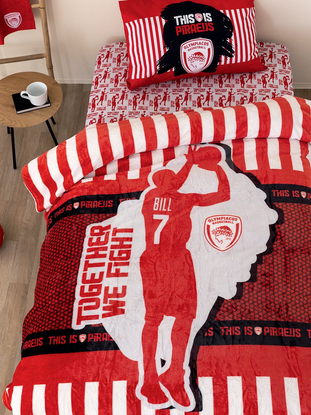 5205857280970_2 Κουβέρτα Fleece Μονή DG 160x220 OLYMPIACOS Κόκκινο Palamaiki - Image 1
