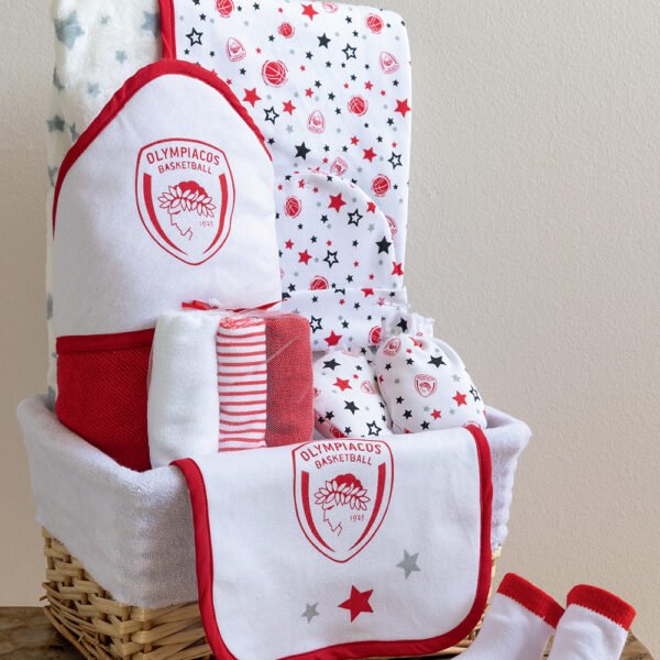Καλάθι δώρου για νεογέννητο NB-OLYMPIACOS Κόκκινο Palamaiki