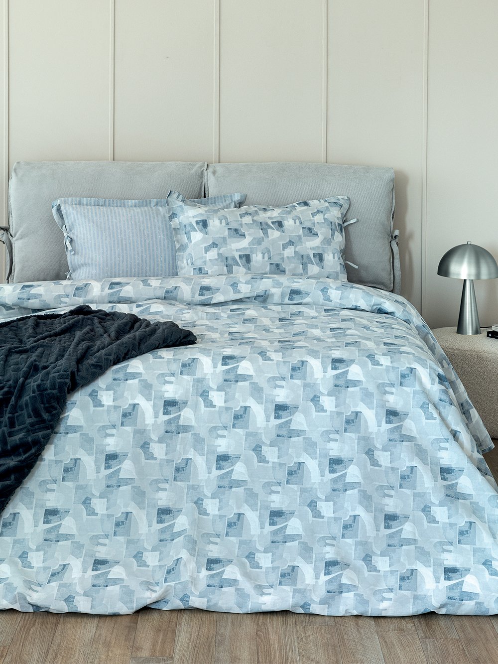 5205857281939_2 Σετ Παπλωματοθήκη Υπέρδιπλη Este 240x250 ES104 Γκρι Palamaiki - Image 1