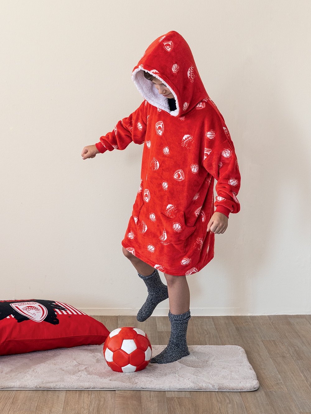 5205857283322_2 Κουβέρτα COSITOS OLYMPIACOS 3-6 Κόκκινο Palamaiki - Image 1