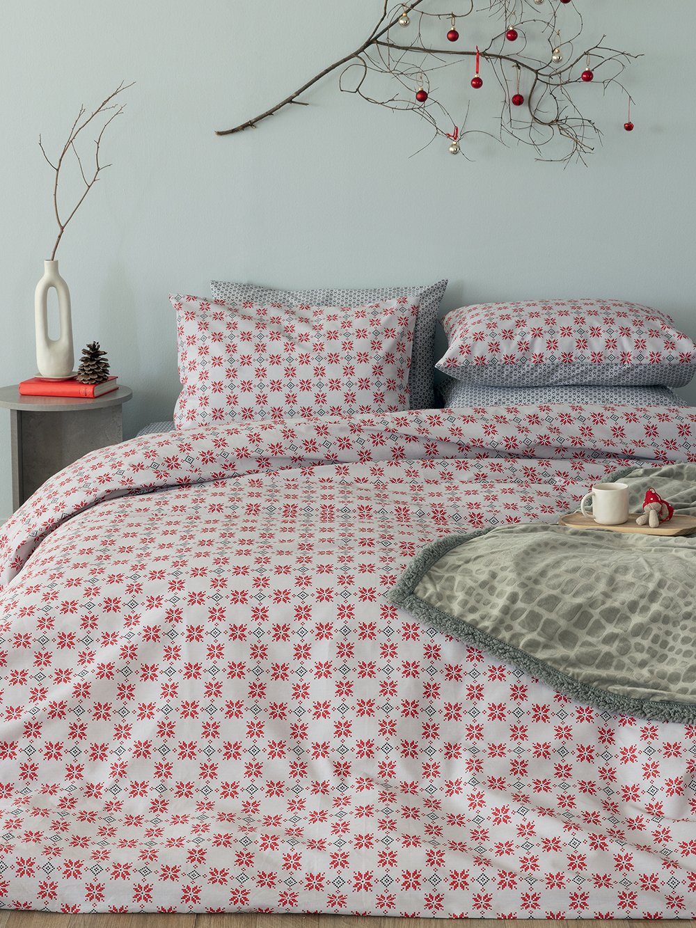 5205857284558_2 Σετ Υπέρδιπλα Σεντόνια Fashion Life 240x260 FL6253 Χωρίς Λάστιχο Γκρι Palamaiki - Image 1