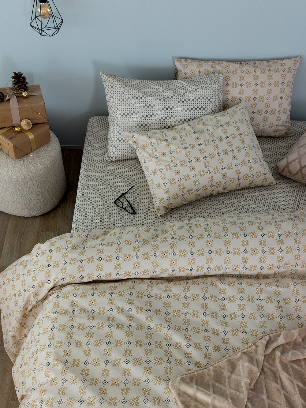 5205857284695_6 Σετ Παπλωματοθήκη Υπέρδιπλη Fashion Life 240x250 FL6254 Καφέ Palamaiki - Image 1