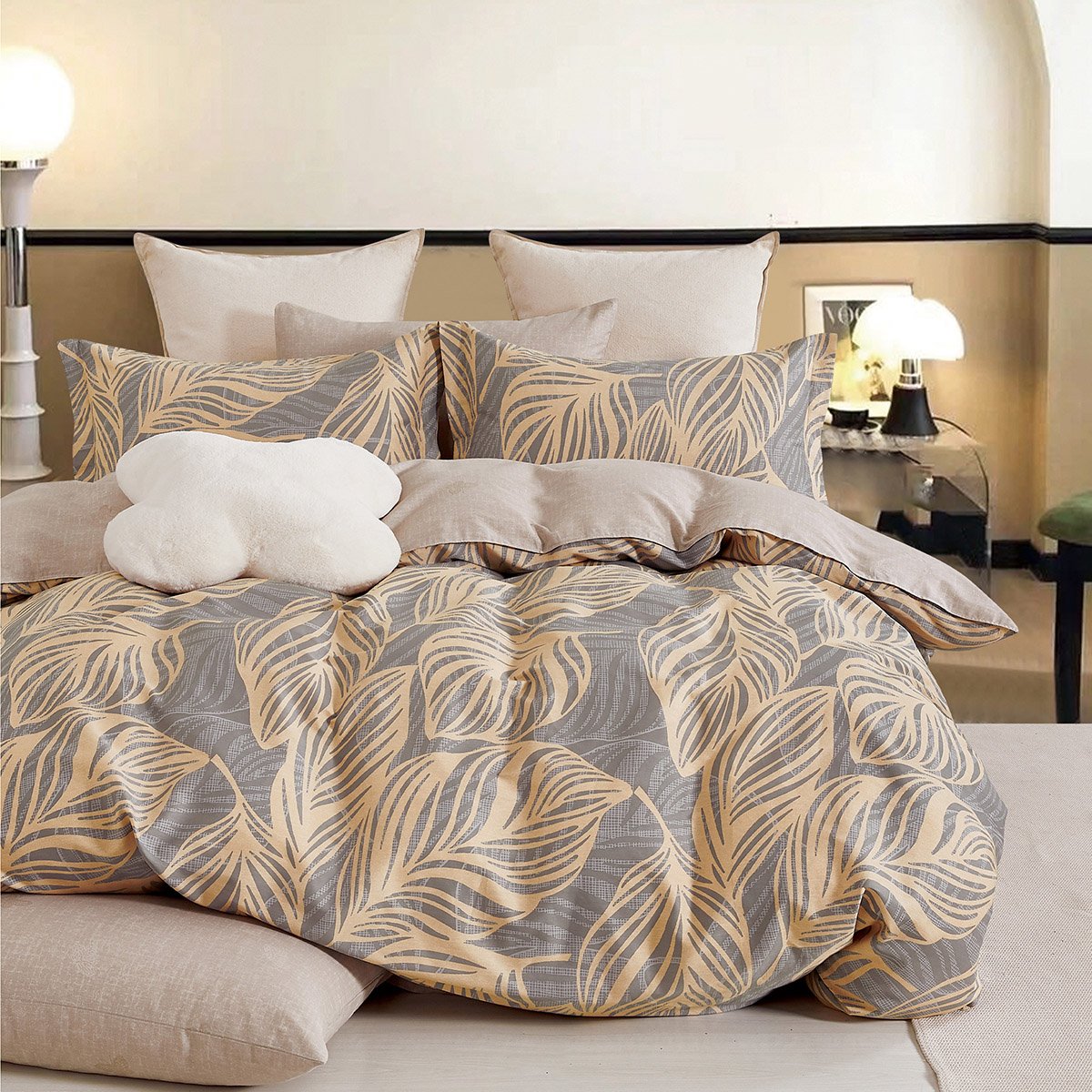 12607 Σετ κουβερλί υπέρδιπλο Art 12607 Andre 220x240 Γκρι,Κίτρινο Beauty Home - Image 1