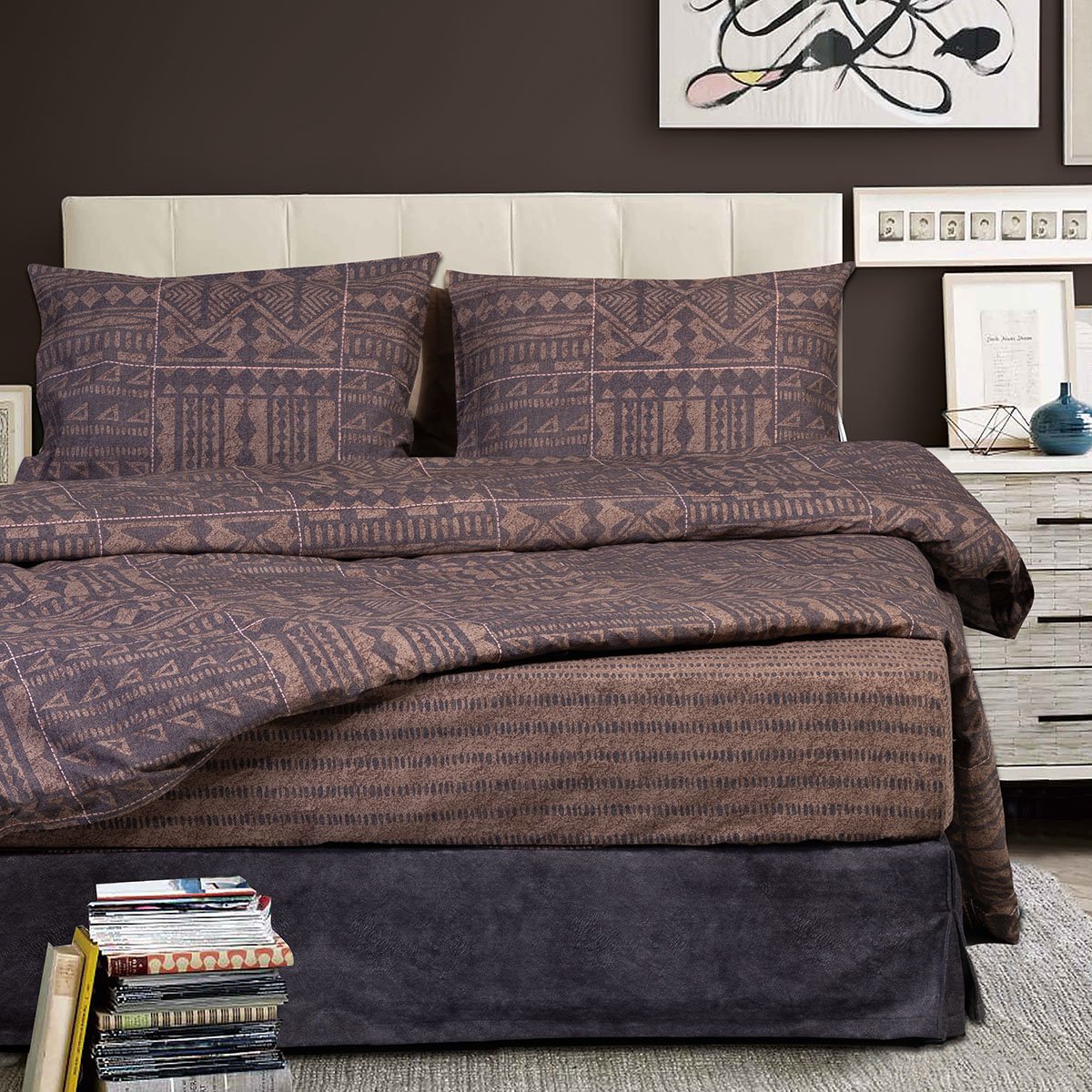 1964-8 Σετ σεντόνια King size Sharon Art 1964 270x260 Μπεζ Beauty Home - Image 1