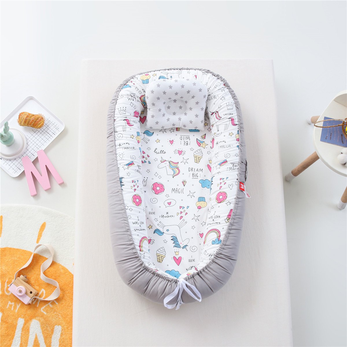 5349 Bρεφική φωλιά με μαξιλάρι Art 5349 53x88 Γκρι Beauty Home - Image 1