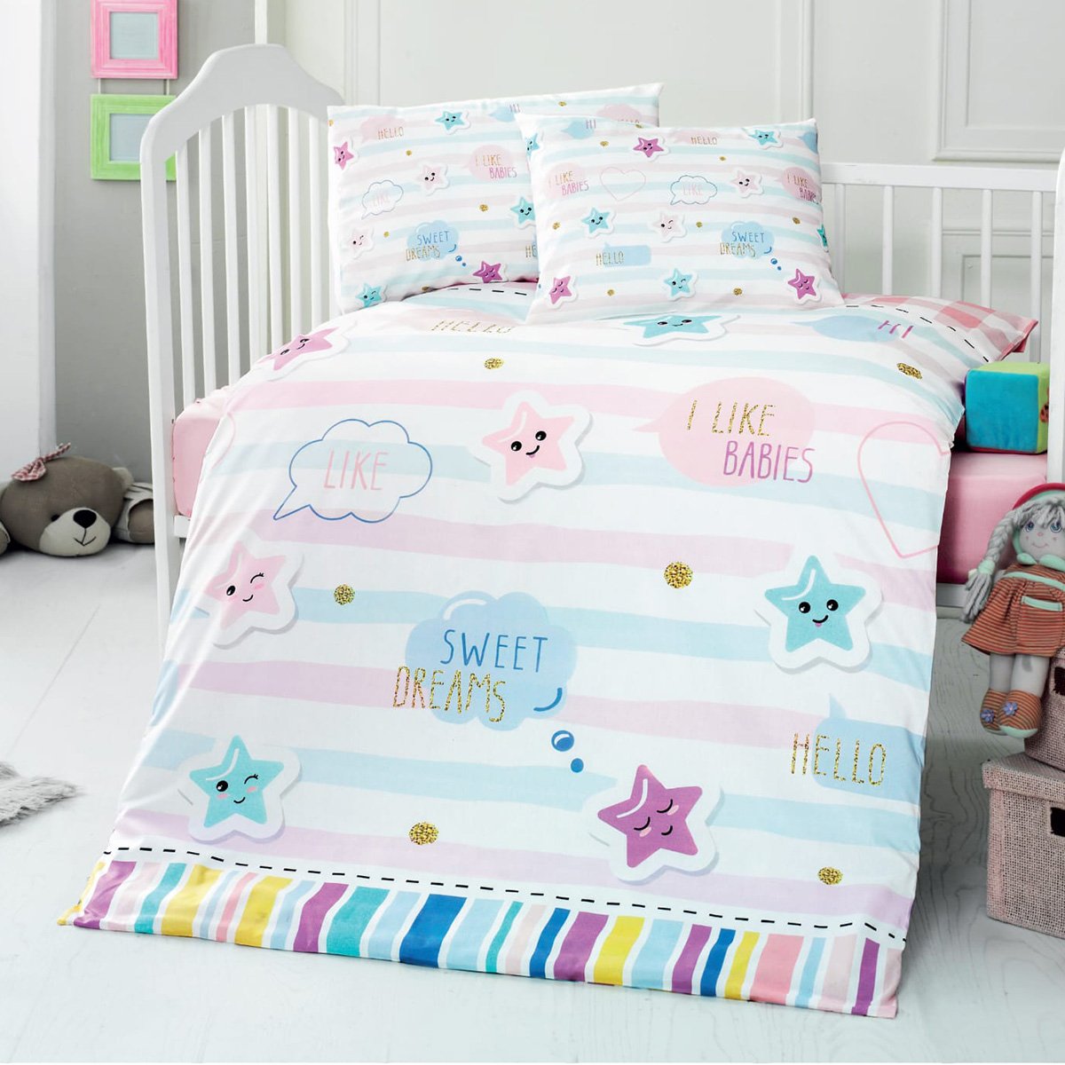 5619 Σετ σεντόνια βρεφικά Art 5619 100x150 Ροζ Beauty Home - Image 1