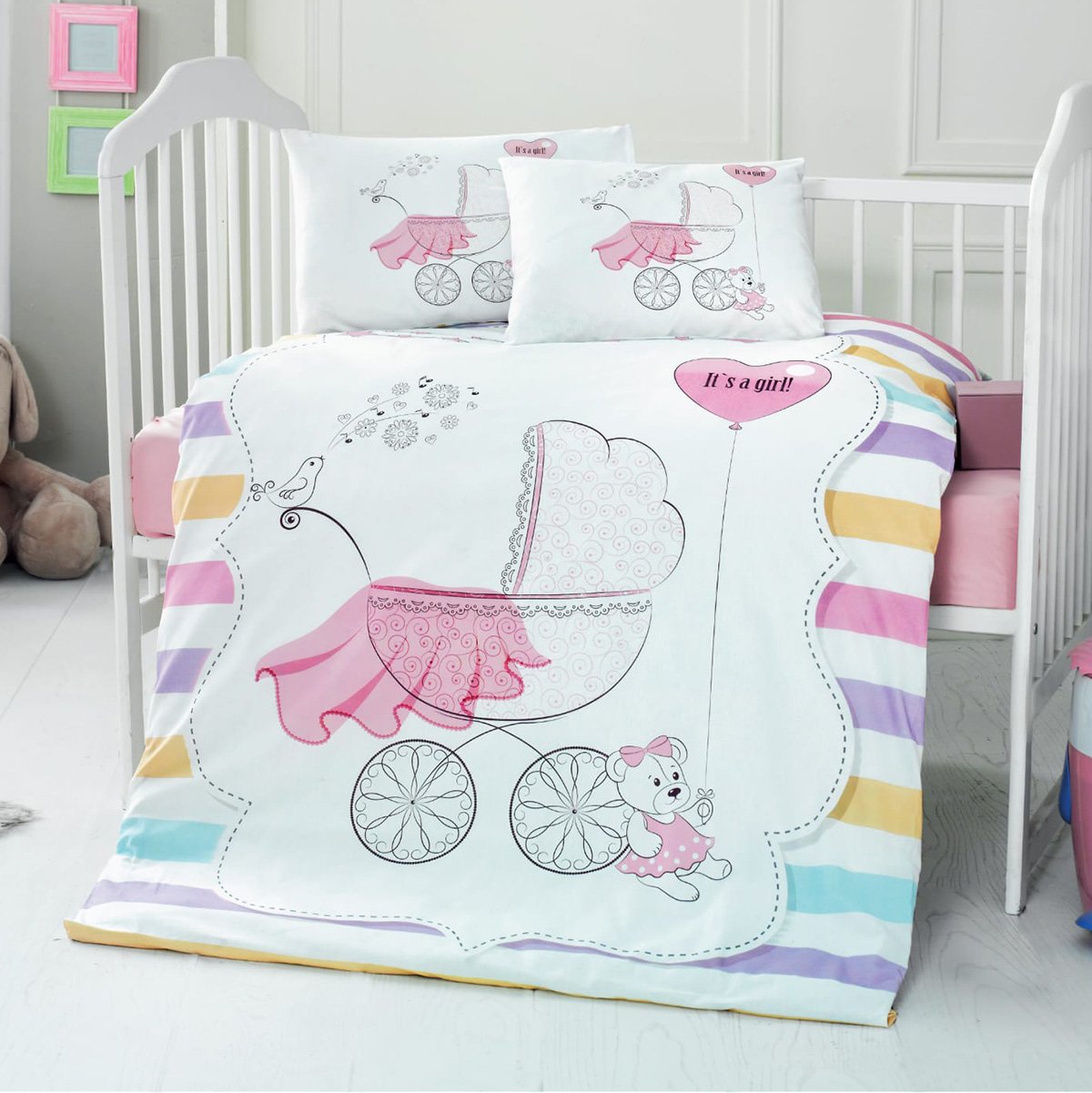 5621 Σετ σεντόνια βρεφικά Art 5621 100x150 Ροζ Beauty Home - Image 1