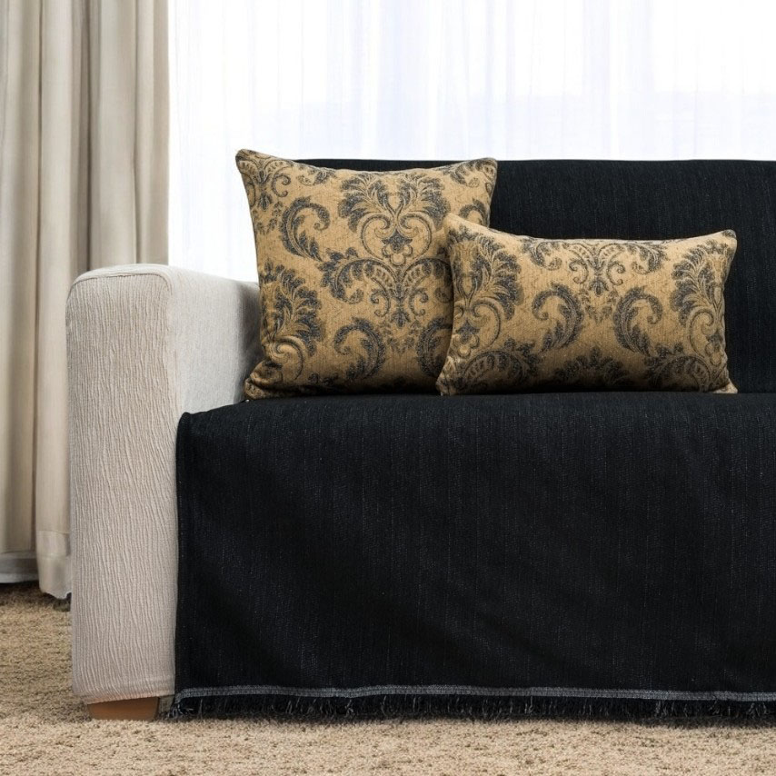 Solo-Μαύροcrop Ριχτάρι Τριθέσιου 170x300 Cotone | Solo Μαύρο - Image 1